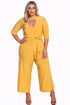 Sexy Mustard Plus Size Cut Out Wide Legged Jumpsuit